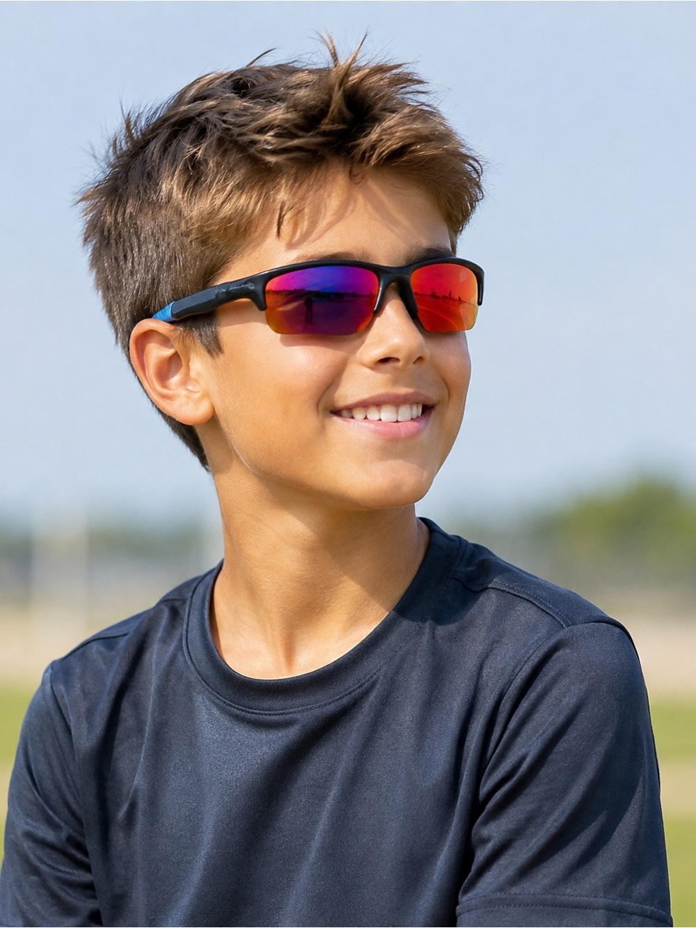 Oakley Kids Sunglasses - Black Frame with Red Mirrored Lenses